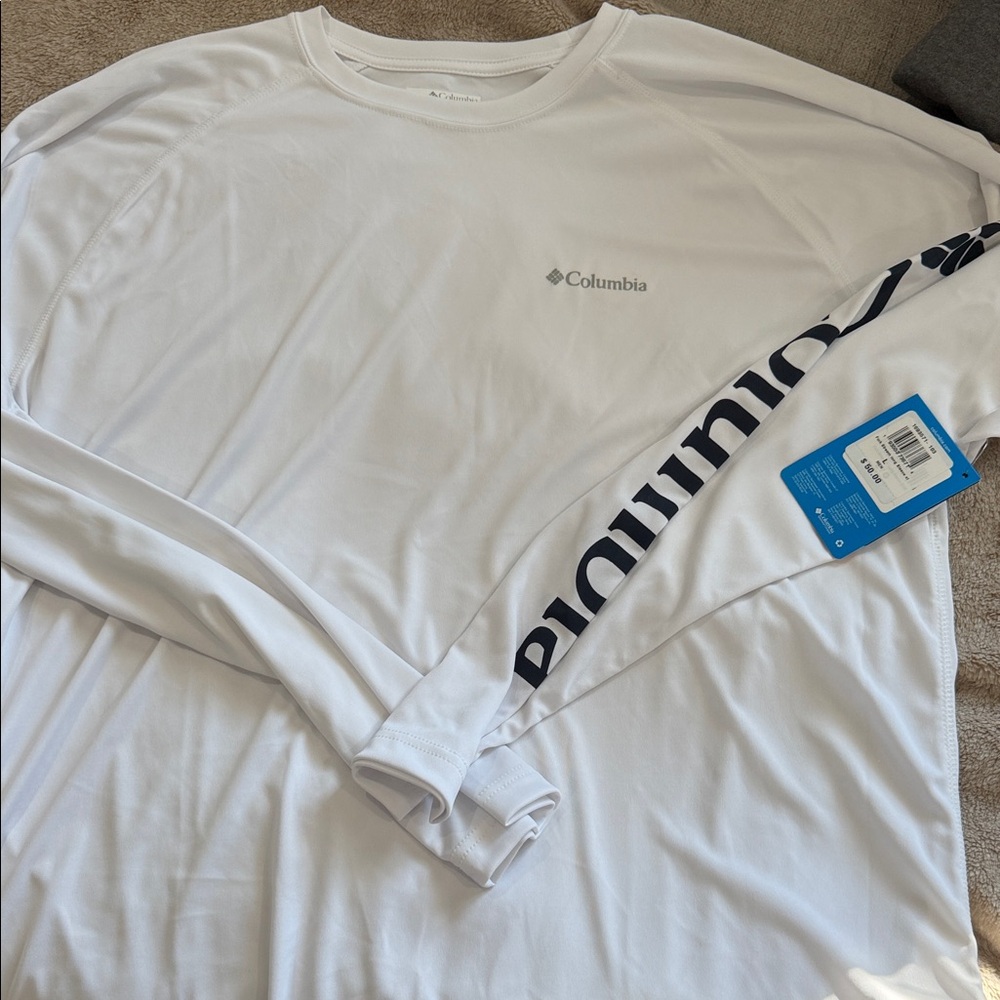 Columbia White Long Sleeve Performance Shirt